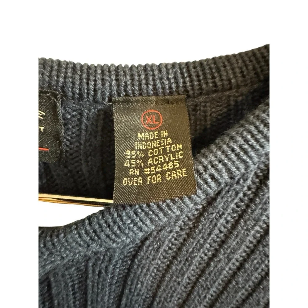 American Eagle‎ 🤑Y2K Fisherman  Sweater Chunky Ribbed Knit V-Neck Preppy Xl